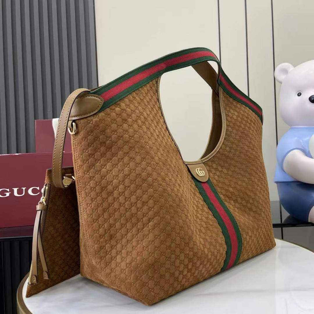 Gucci Giglio large tote bag 853971 brown GG suede