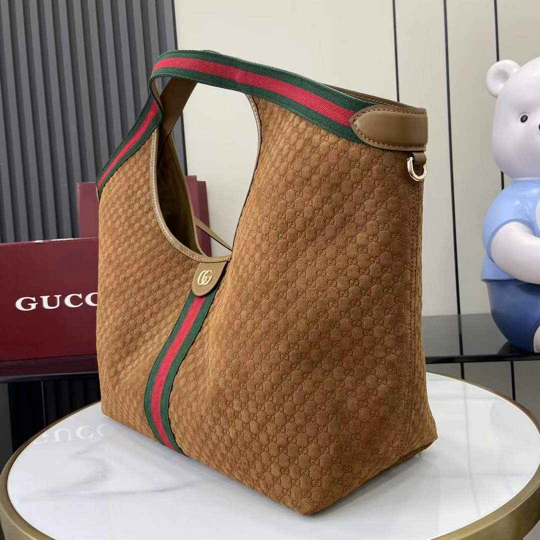 Gucci Giglio large tote bag 853971 brown GG suede