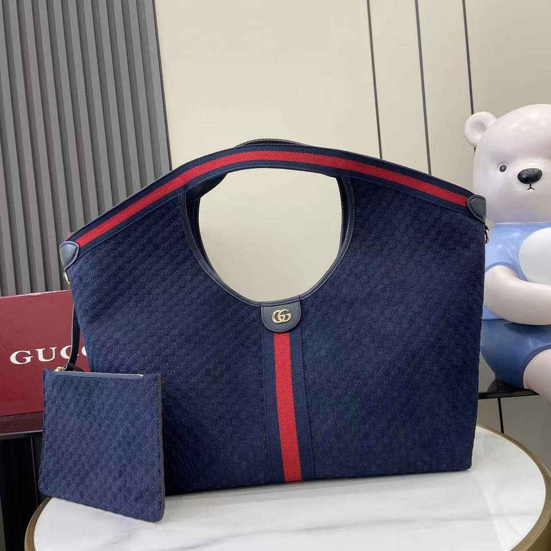 Gucci Giglio large tote bag 853971 GG suede blue