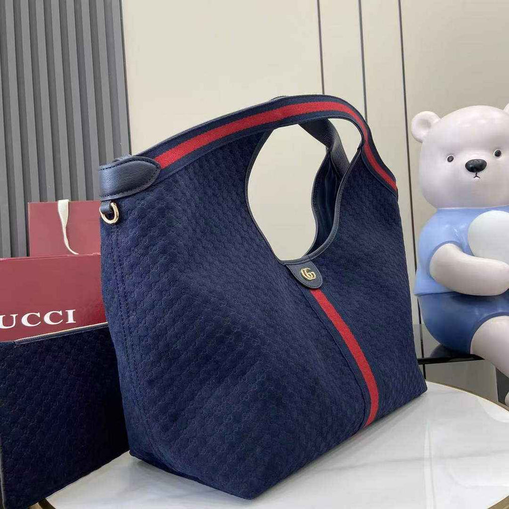 Gucci Giglio large tote bag 853971 GG suede blue