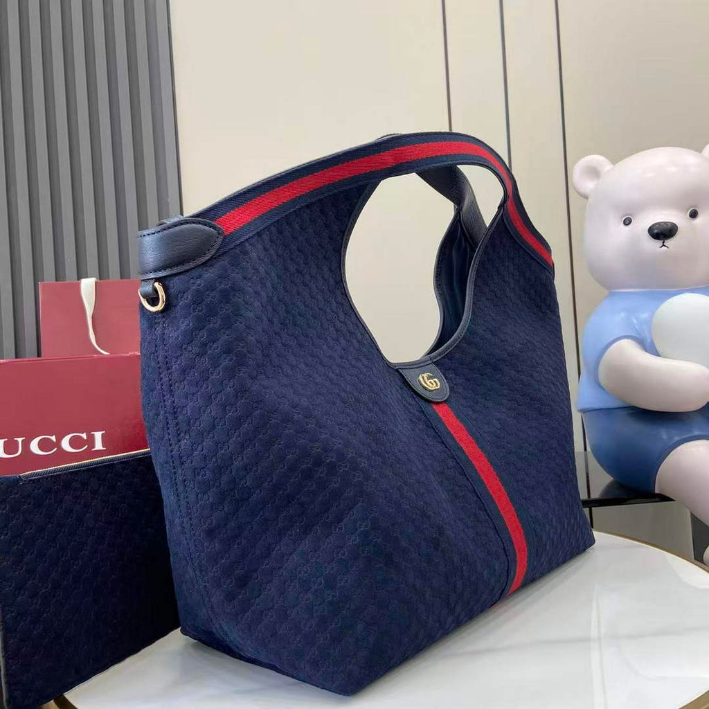 Gucci Giglio large tote bag 853971 GG suede blue