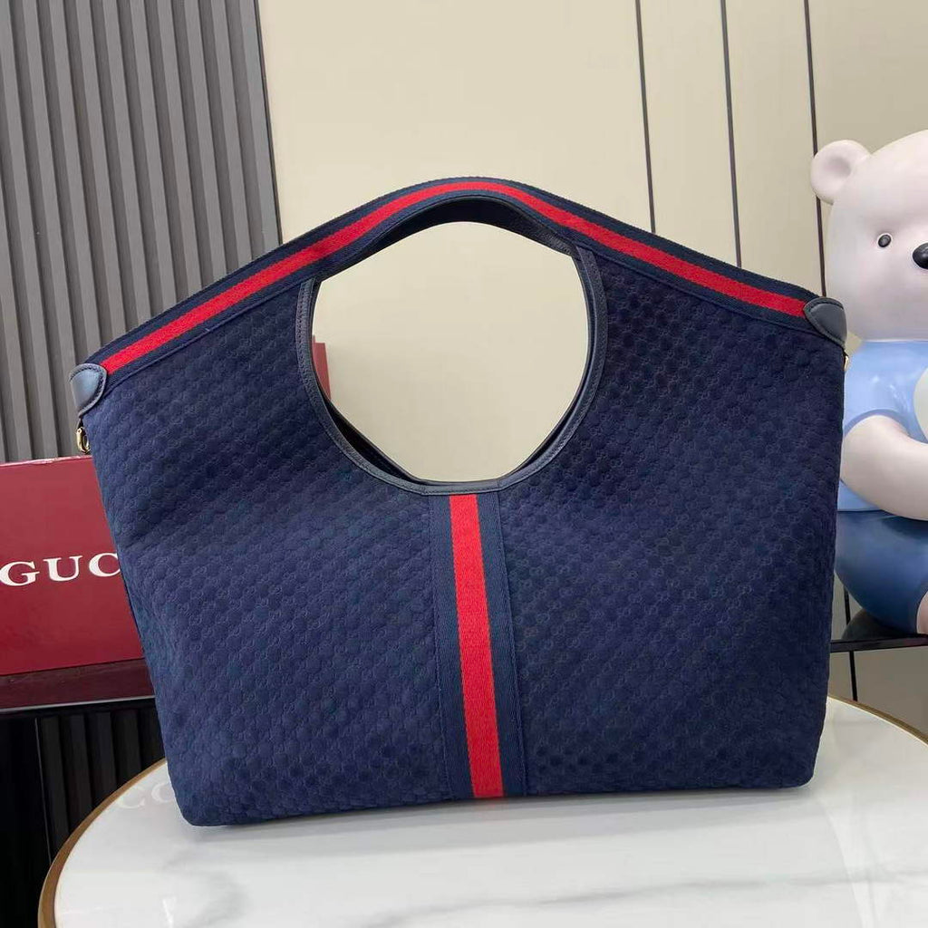 Gucci Giglio large tote bag 853971 GG suede blue