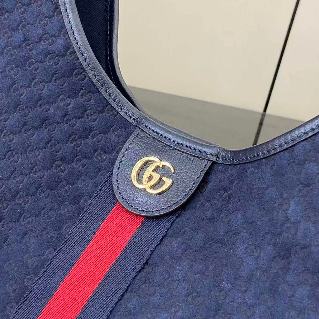 Gucci Giglio large tote bag 853971 GG suede blue