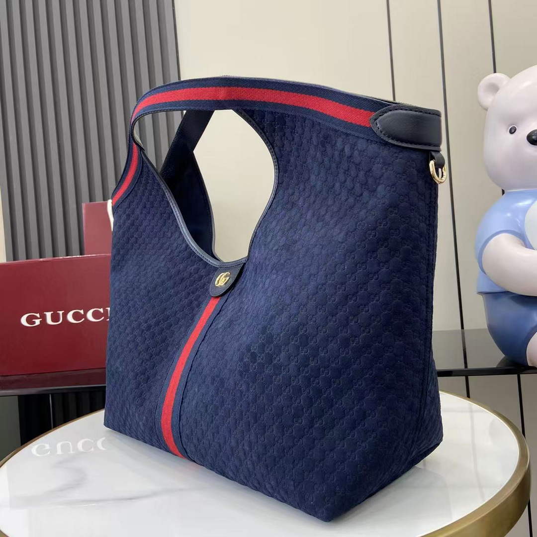 Gucci Giglio large tote bag 853971 GG suede blue