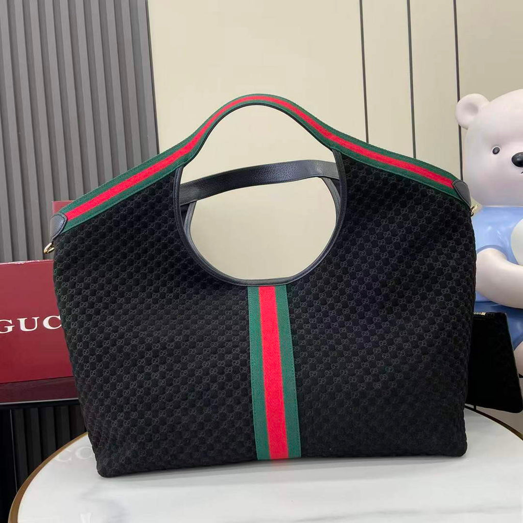 Gucci Giglio large tote bag 853971 black GG suede