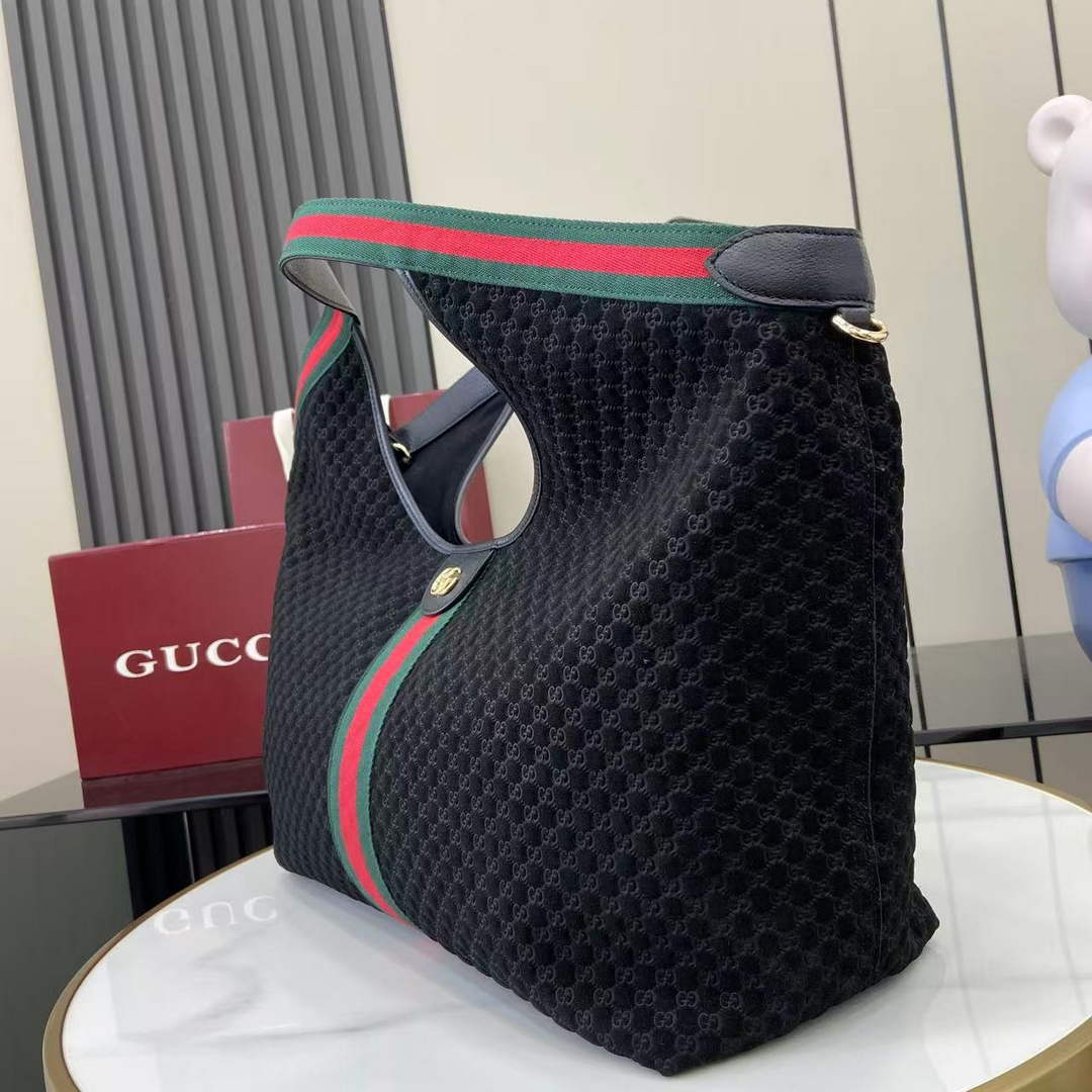 Gucci Giglio large tote bag 853971 black GG suede