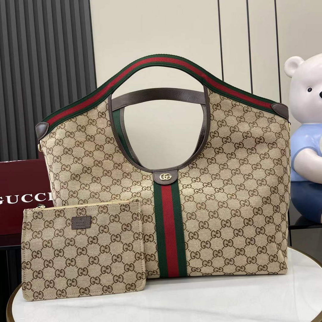 Gucci Giglio large tote bag 853971 beige and brown GG canvas