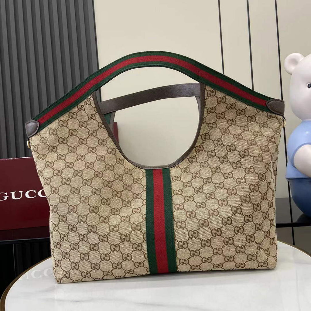 Gucci Giglio large tote bag 853971 beige and brown GG canvas
