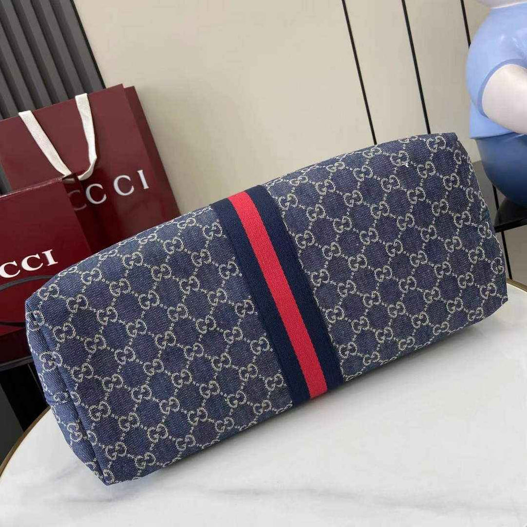 Gucci Giglio large tote bag 853971 blue and white GG denim