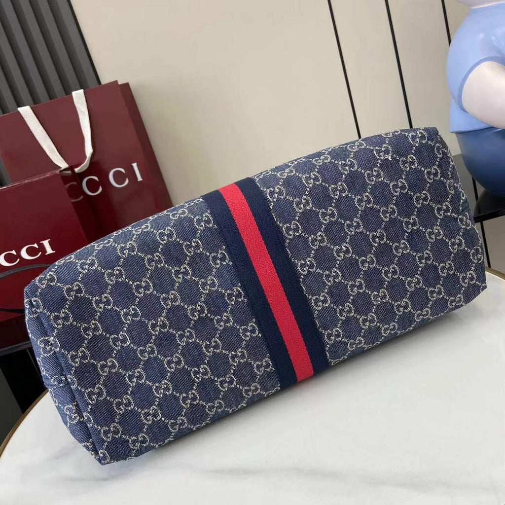 Gucci Giglio large tote bag 853971 blue and white GG denim