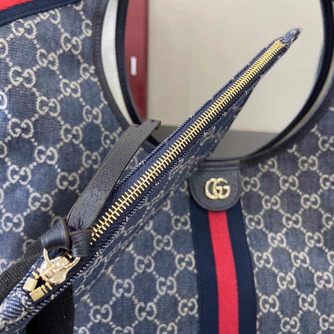 Gucci Giglio large tote bag 853971 blue and white GG denim