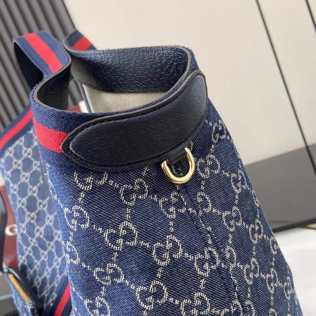 Gucci Giglio large tote bag 853971 blue and white GG denim
