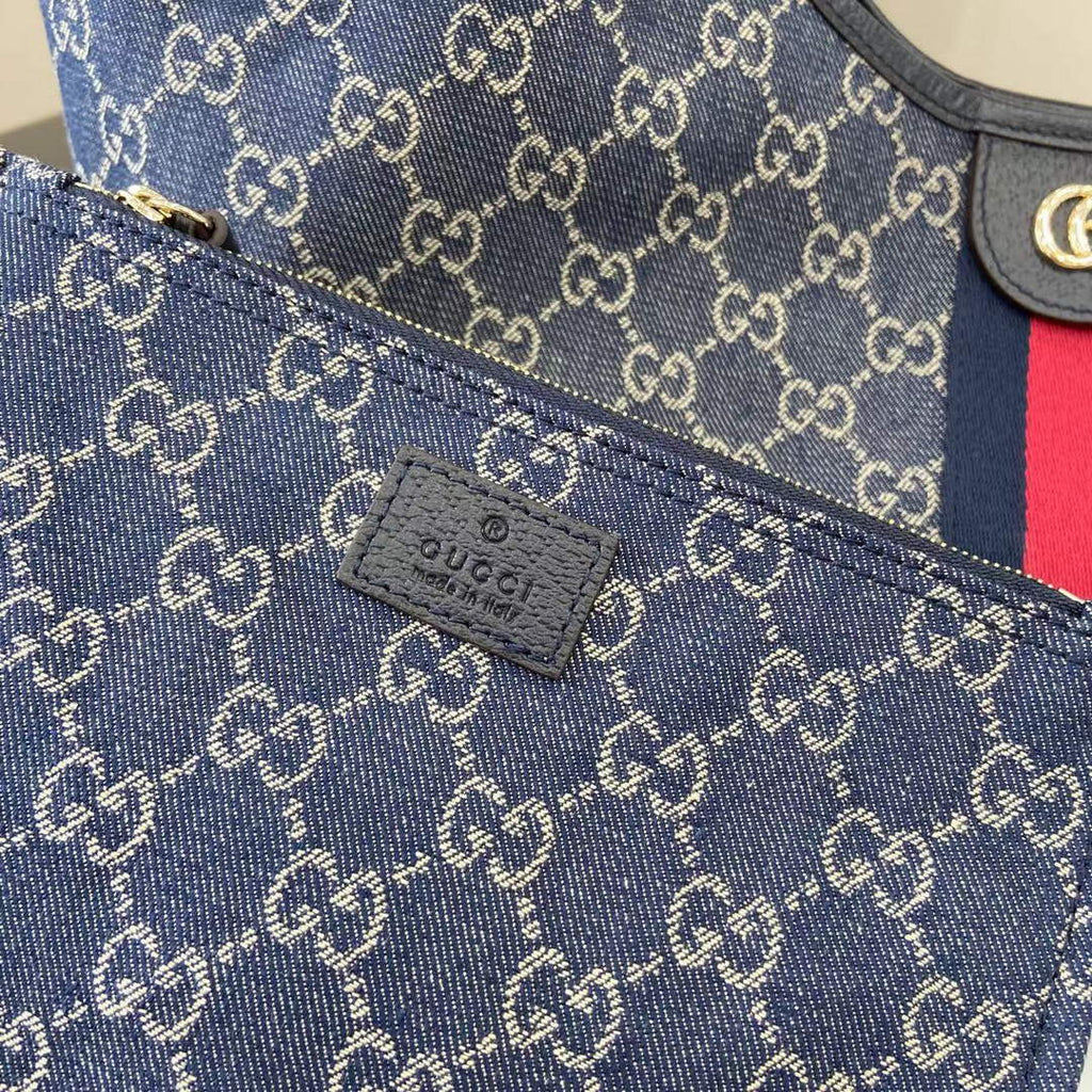 Gucci Giglio large tote bag 853971 blue and white GG denim