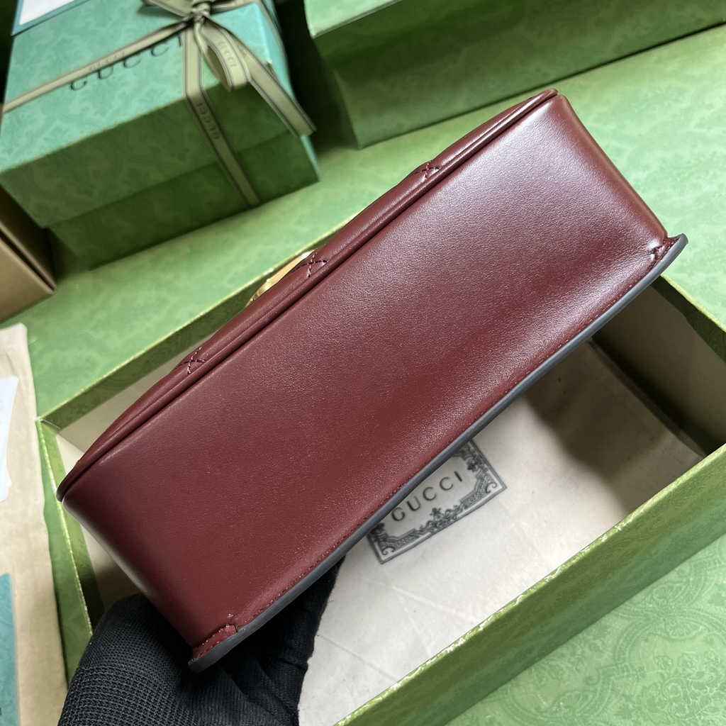 Gucci Deco small shoulder bag in Dark Red leather ‎740834