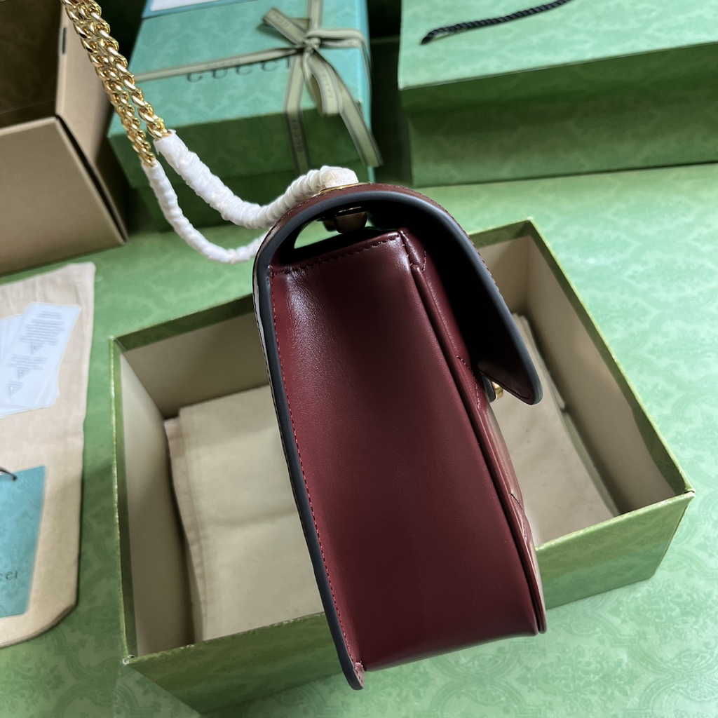 Gucci Deco small shoulder bag in Dark Red leather ‎740834