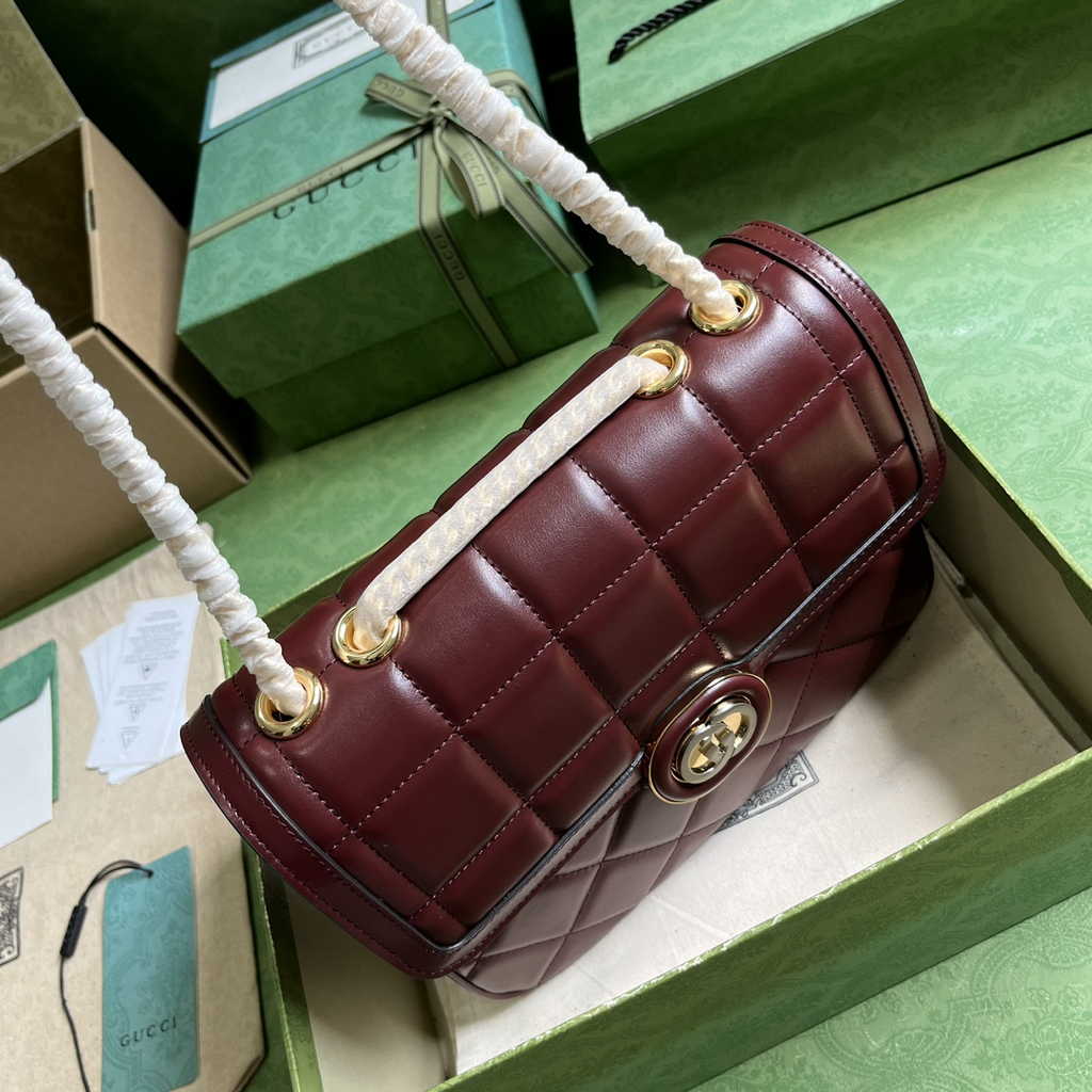 Gucci Deco small shoulder bag in Dark Red leather ‎740834