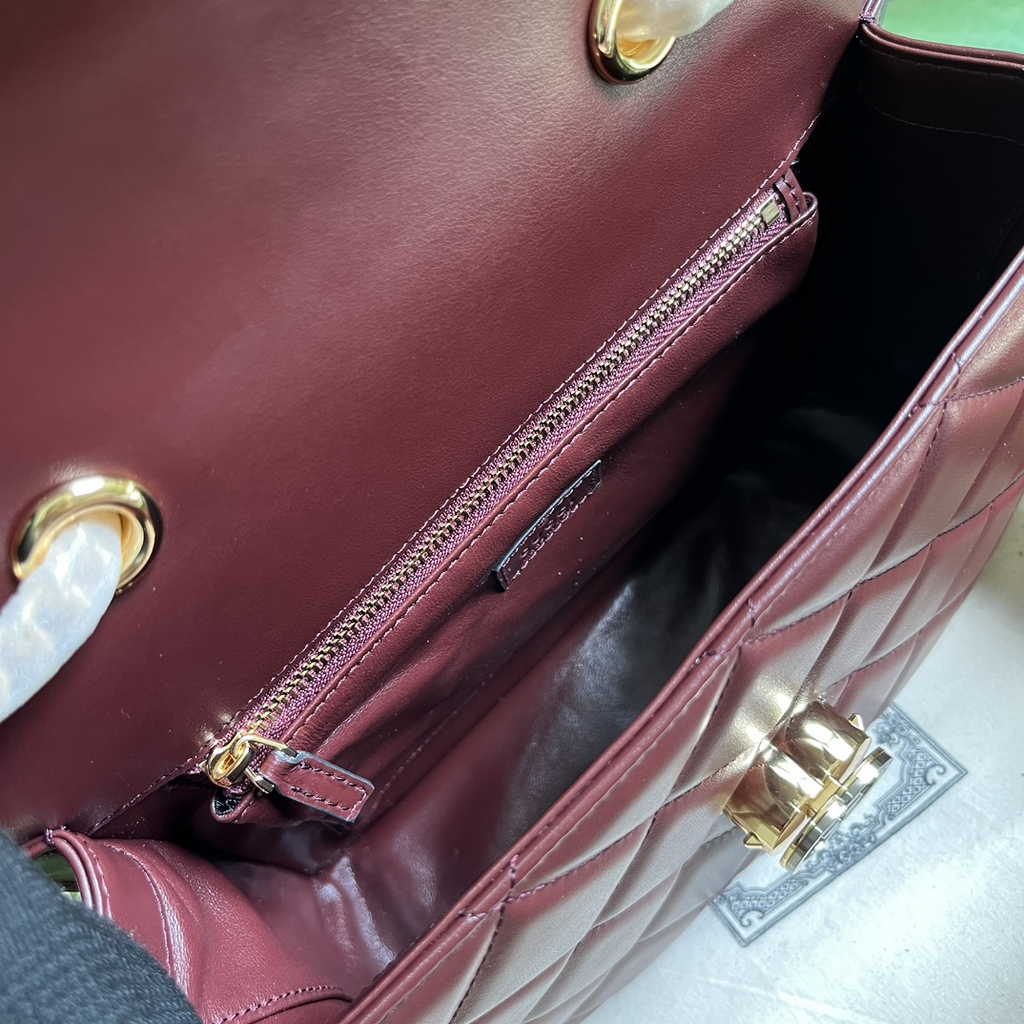 Gucci Deco small shoulder bag in Dark Red leather ‎740834