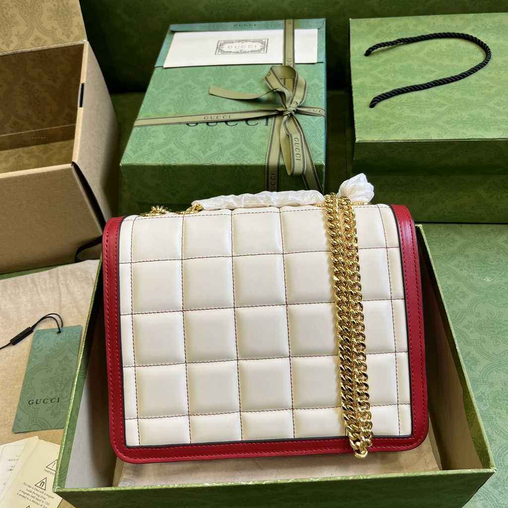 Gucci Deco small shoulder bag in Black with White leather ‎740834
