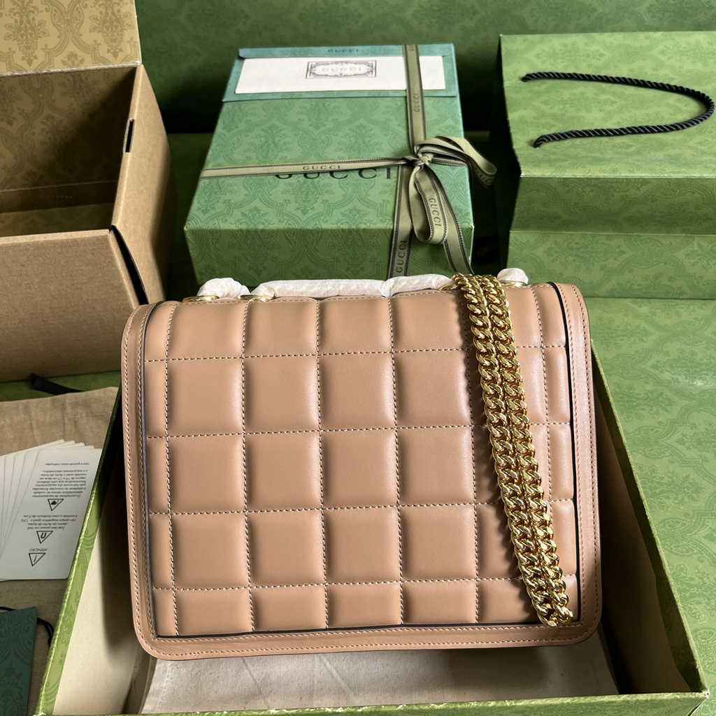 Gucci Deco small shoulder bag in Rose Beige leather ‎740834
