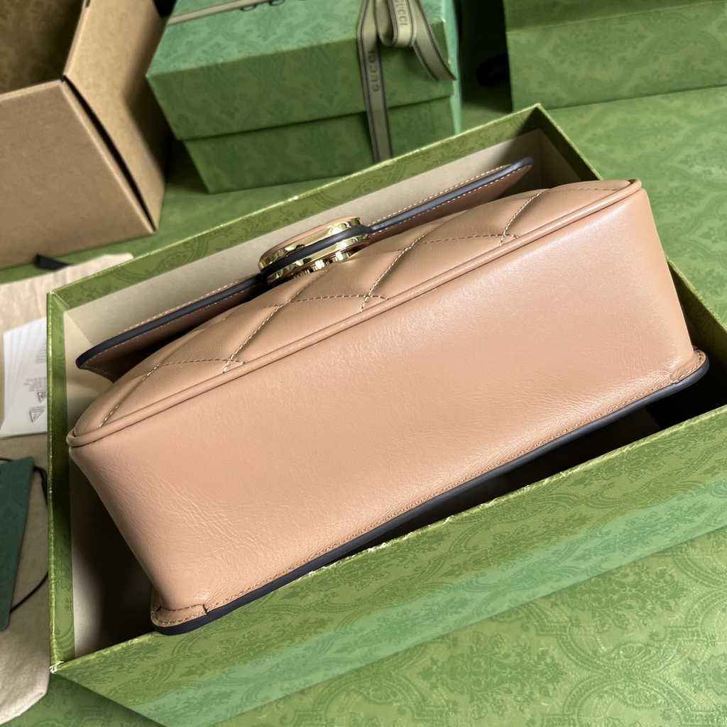 Gucci Deco small shoulder bag in Rose Beige leather ‎740834