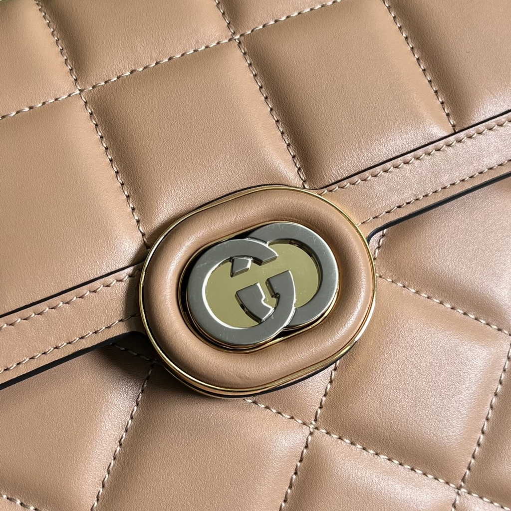 Gucci Deco small shoulder bag in Rose Beige leather ‎740834