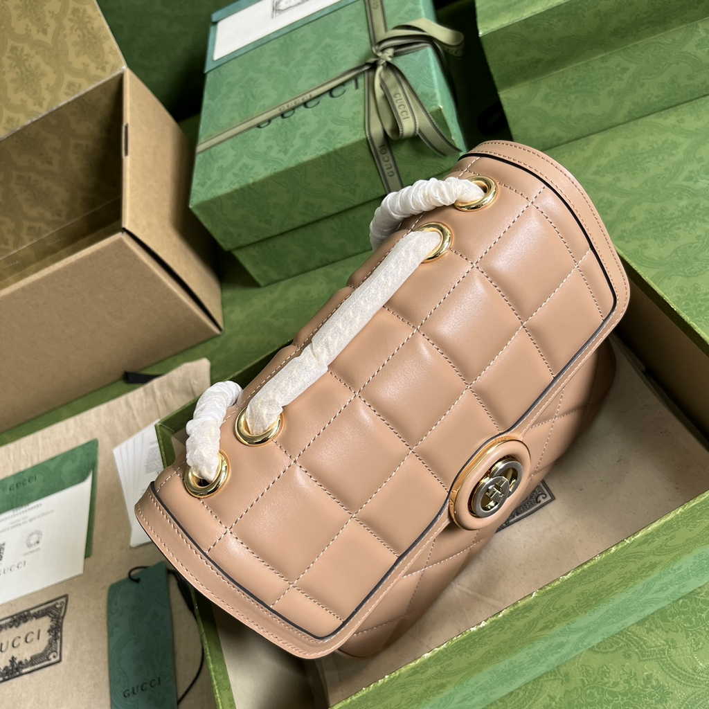 Gucci Deco small shoulder bag in Rose Beige leather ‎740834
