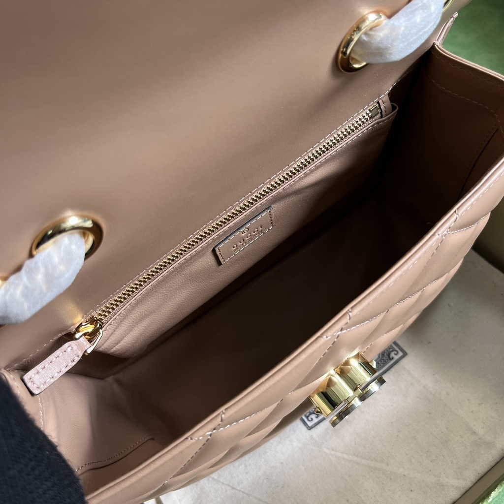 Gucci Deco small shoulder bag in Rose Beige leather ‎740834