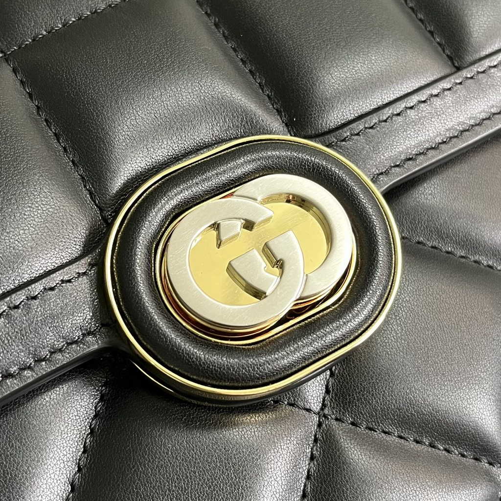 Gucci Deco small shoulder bag in Black leather ‎740834