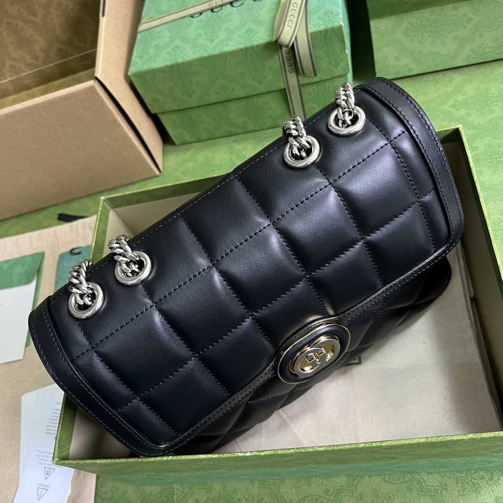Gucci Deco small shoulder bag in Black leather ‎740834