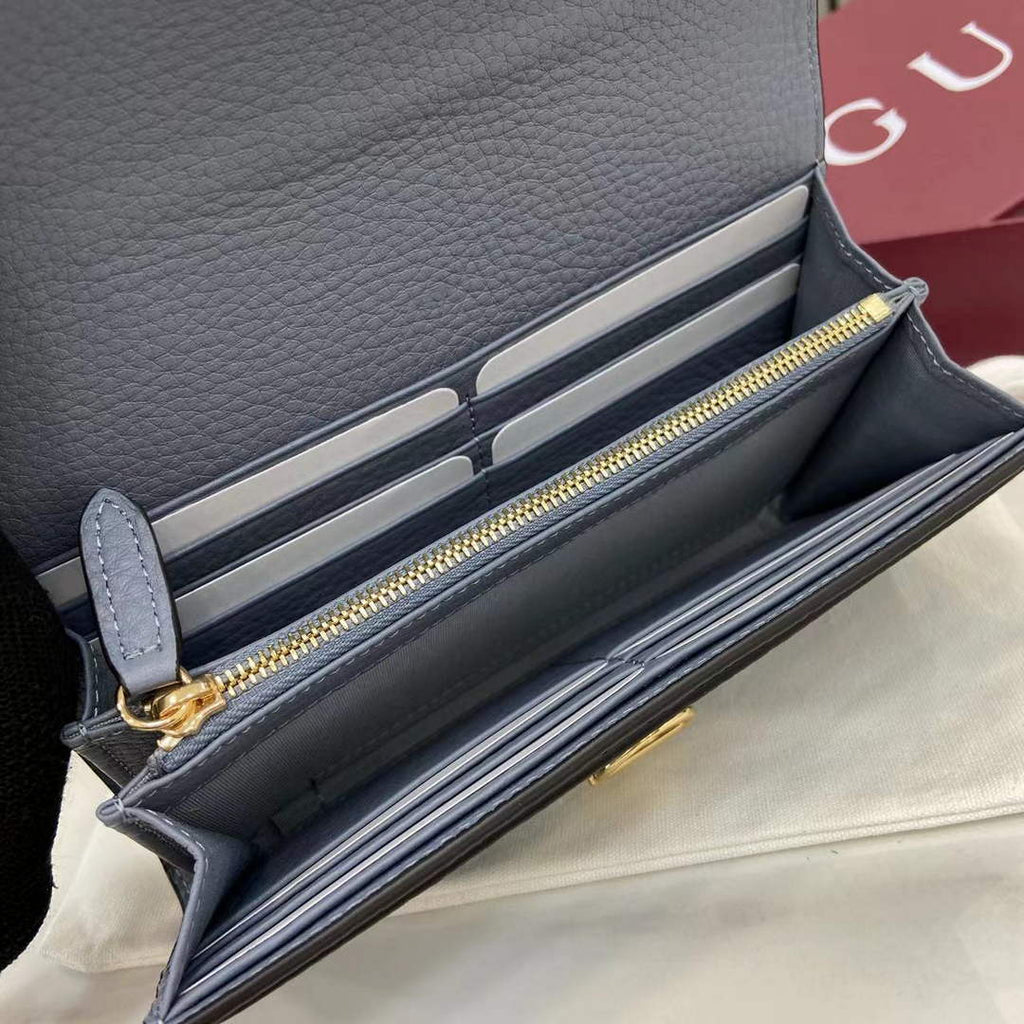 Gucci Softbit continental wallet 828147 in blue leather