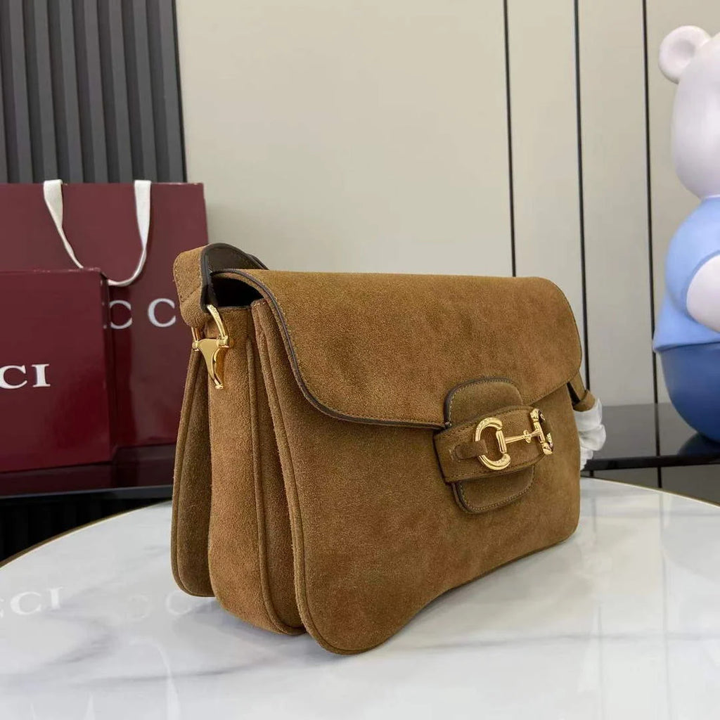 Gucci Horsebit 1955 Aura medium shoulder bag, ‎836890 brown suede