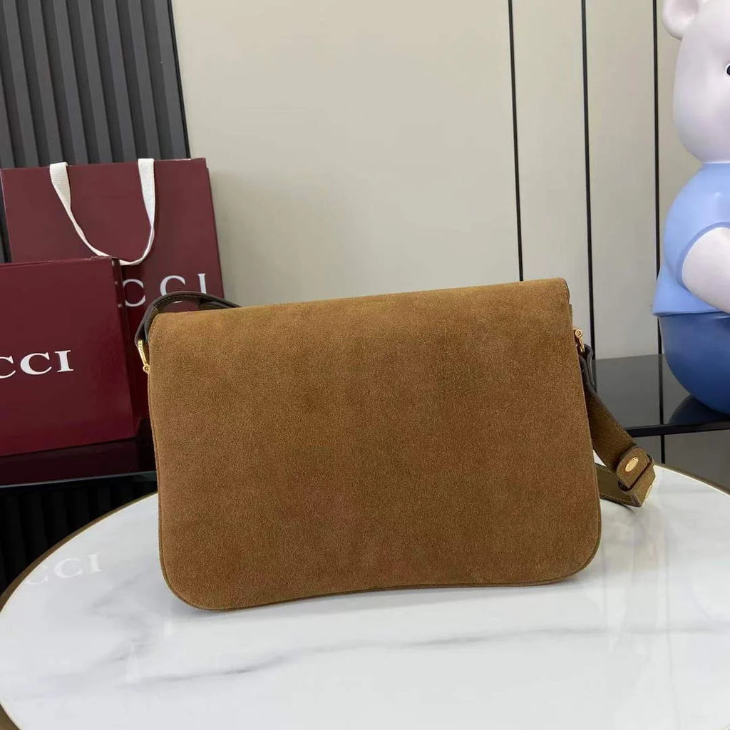 Gucci Horsebit 1955 Aura medium shoulder bag, ‎836890 brown suede