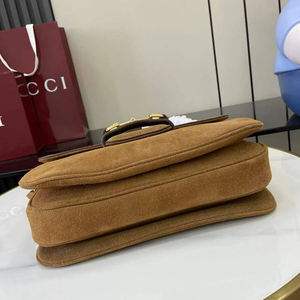 Gucci Horsebit 1955 Aura medium shoulder bag, ‎836890 brown suede