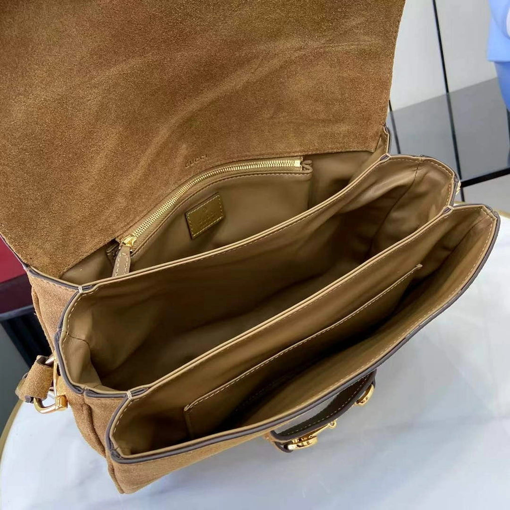 Gucci Horsebit 1955 Aura medium shoulder bag, ‎836890 brown suede