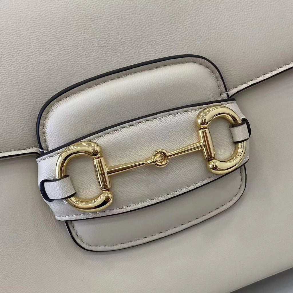Gucci Horsebit 1955 Aura small shoulder bag, 847063 white leather
