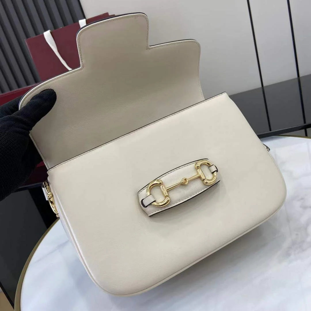 Gucci Horsebit 1955 Aura small shoulder bag, 847063 white leather