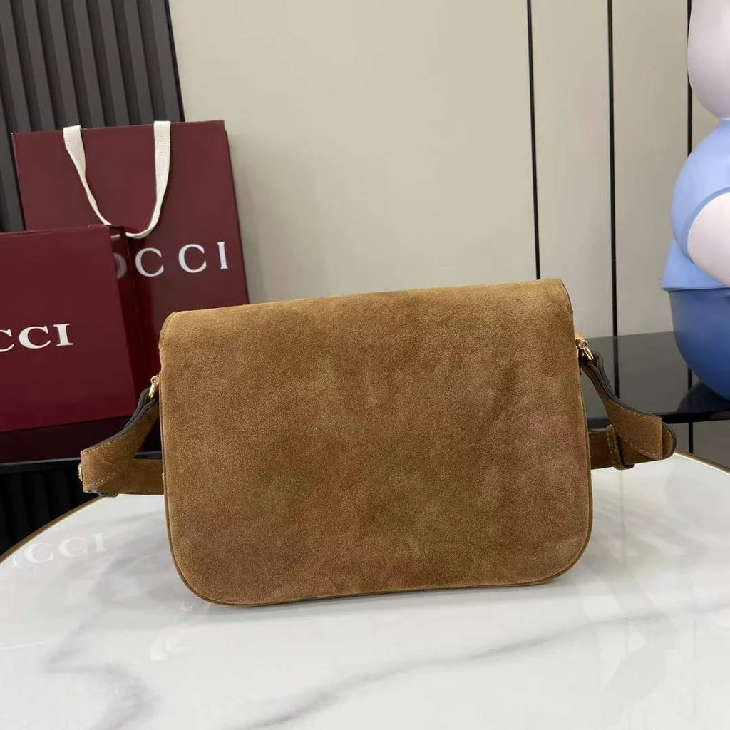 Gucci Horsebit 1955 Aura small shoulder bag, 847063 brown suede