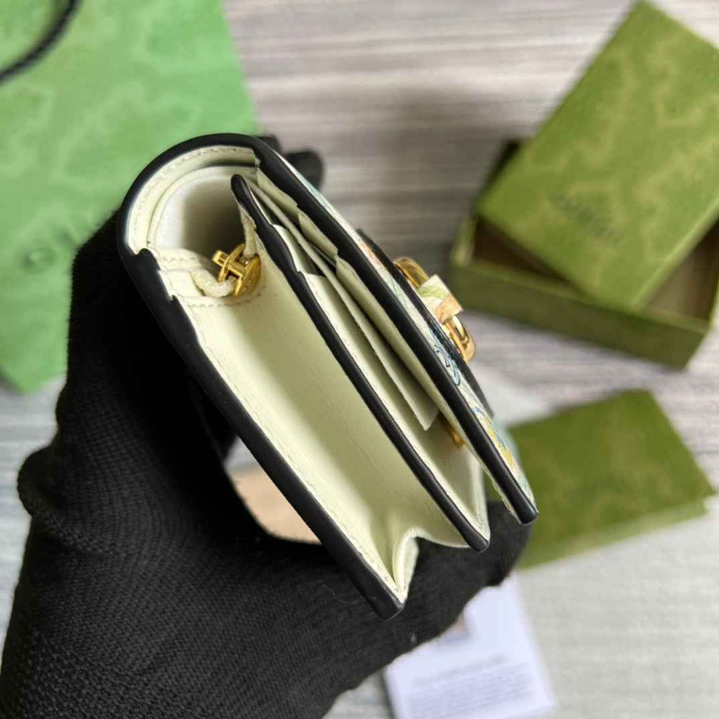 Gucci Horsebit 1955 card case wallet 621887 Beige tiger