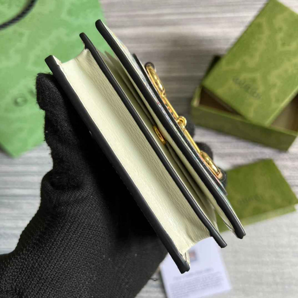 Gucci Horsebit 1955 card case wallet 621887 Beige tiger