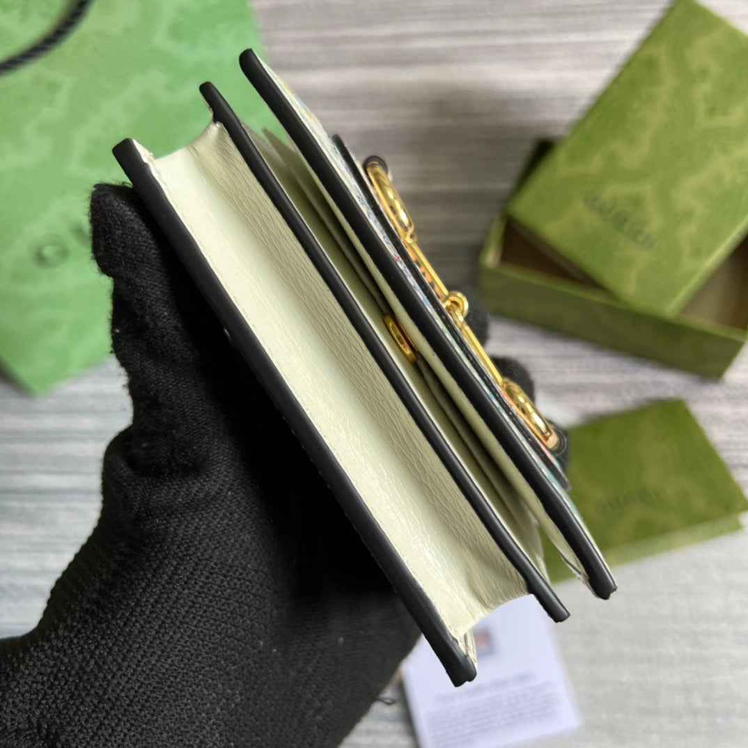Gucci Horsebit 1955 card case wallet 621887 Beige tiger