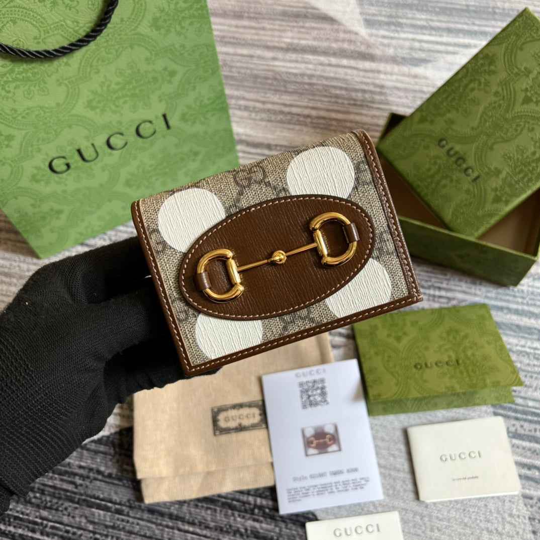 Gucci Horsebit 1955 card case wallet 621887 Brown Leather