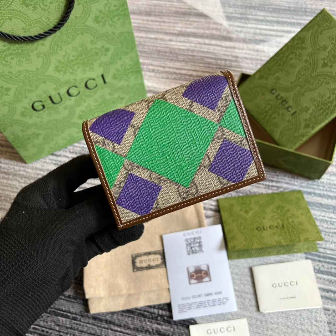 Gucci Horsebit 1955 card case wallet 621887 Brown Leather