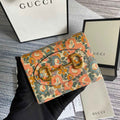Gucci Horsebit 1955 card case wallet 621887 Beige flowers
