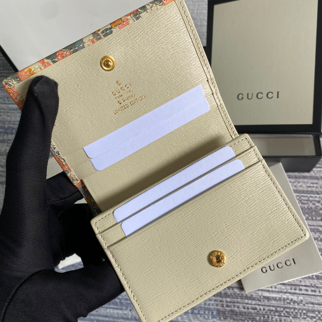 Gucci Horsebit 1955 card case wallet 621887 Beige flowers