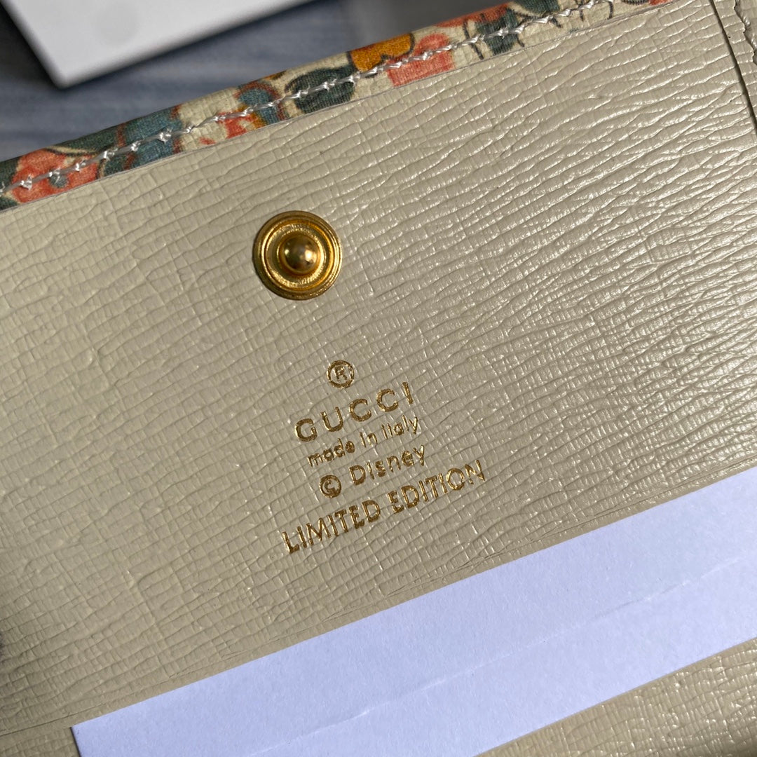 Gucci Horsebit 1955 card case wallet 621887 Beige flowers