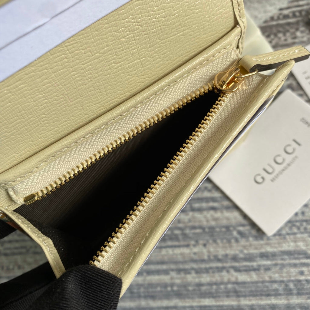 Gucci Horsebit 1955 card case wallet 621887 Beige flowers