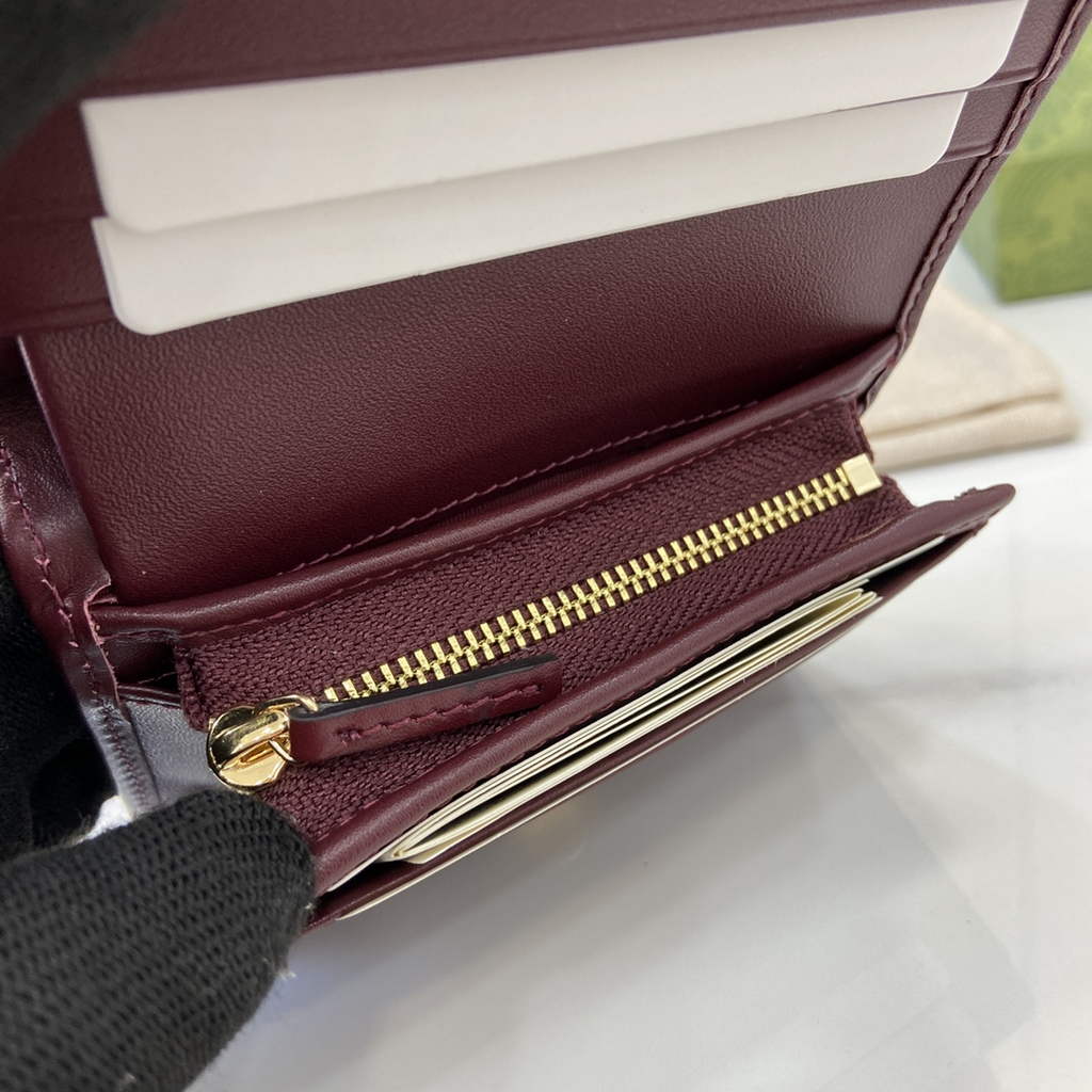 Gucci Horsebit 1955 card case wallet, 621887 in wine red leather