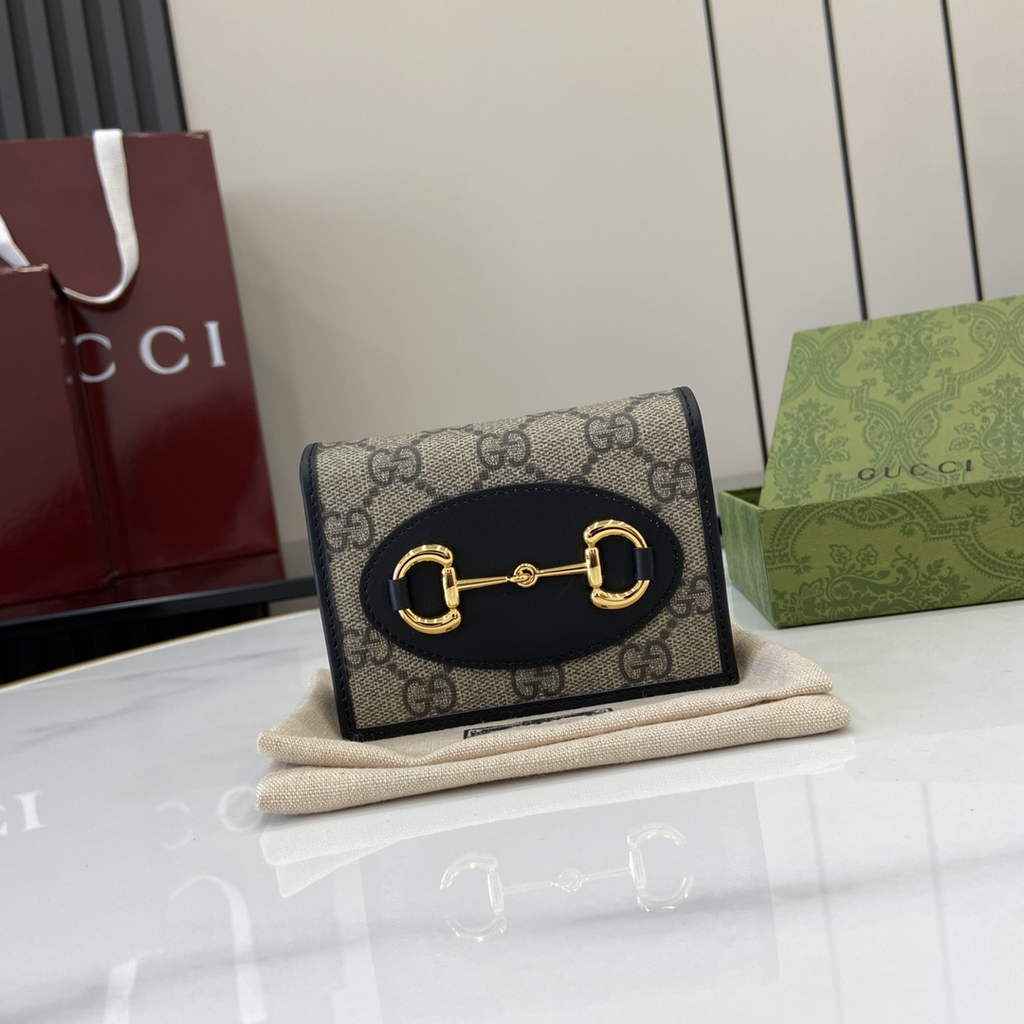 Gucci Horsebit 1955 card case wallet, 621887 in black leather