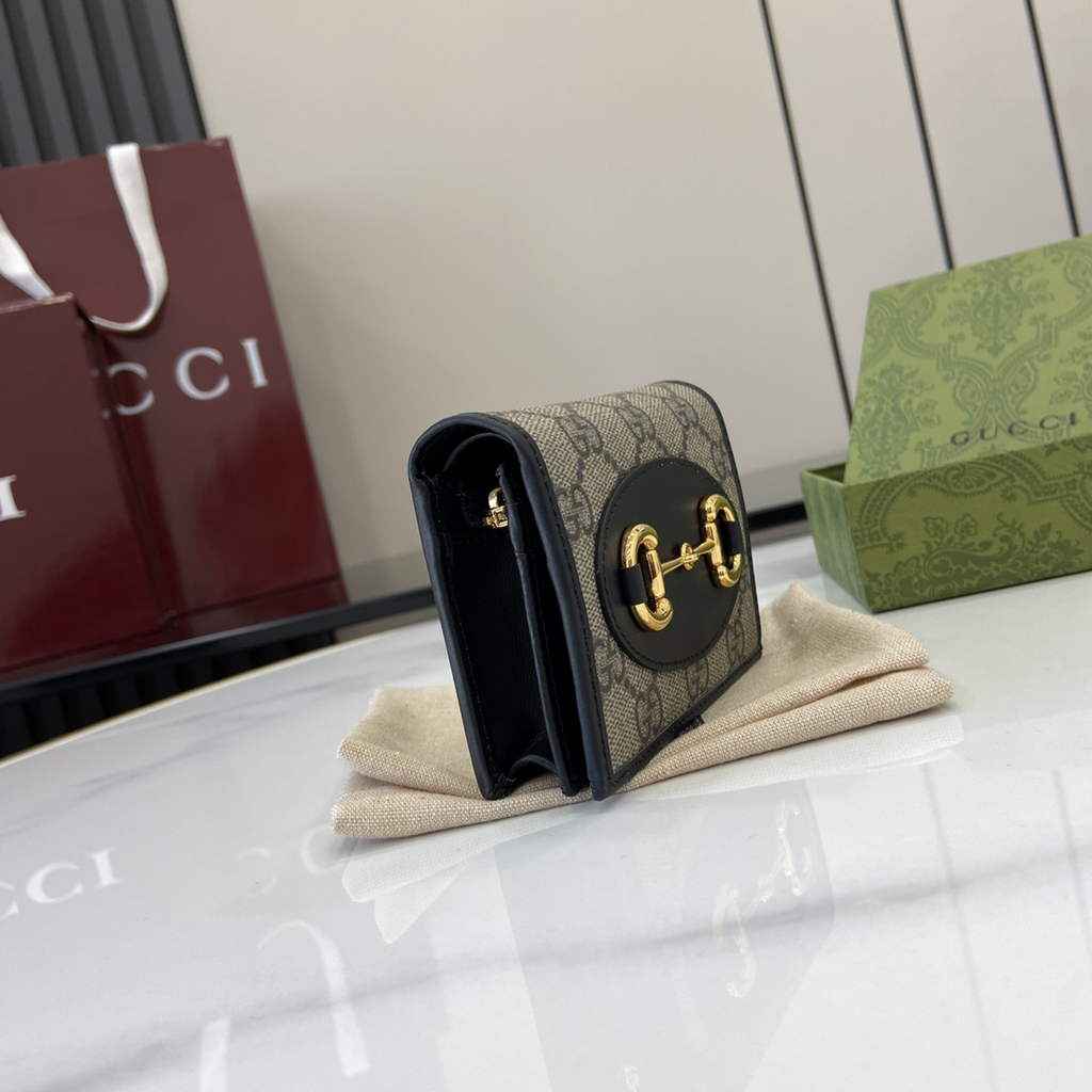 Gucci Horsebit 1955 card case wallet, 621887 in black leather