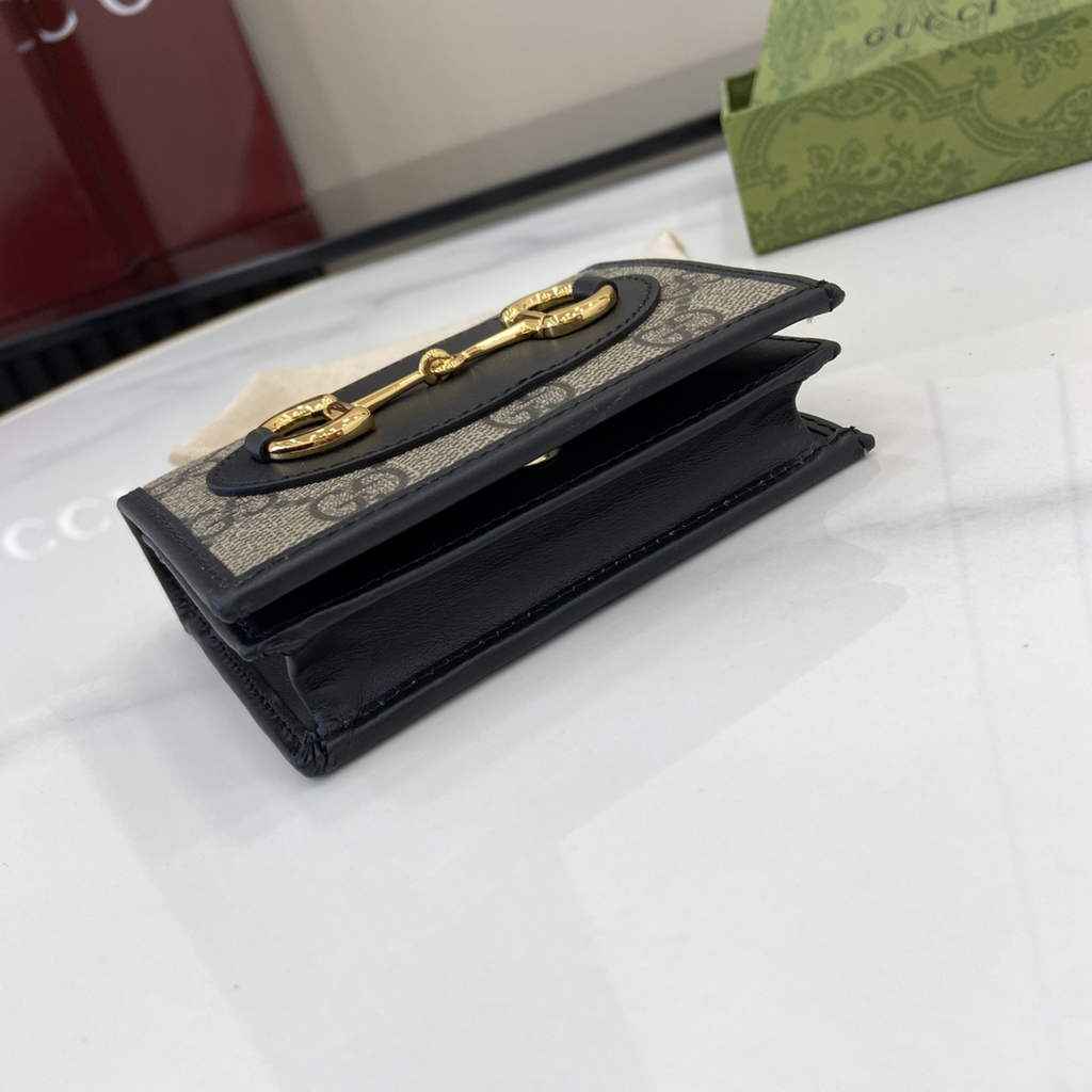 Gucci Horsebit 1955 card case wallet, 621887 in black leather